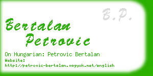 bertalan petrovic business card